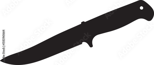  Vector image of a knife in silhouette full white baackground.