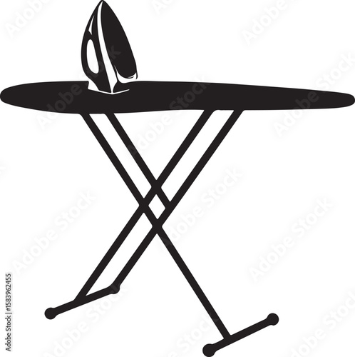 Vector image of an ironing board in silhouette full white baackground.