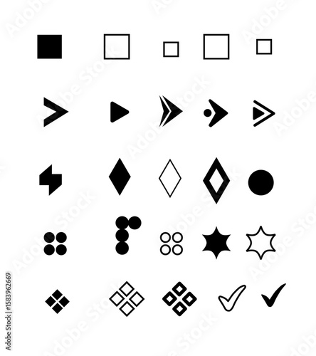 flèche, Bullet List for PowerPoint Presentation, Bullet point collection, arrows set vector illustration. Bullet points arrow collection. Vector illustration. Bullet point collection for presentation