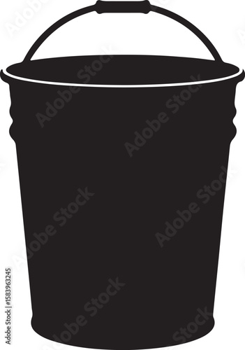 Vector image of a bucket in silhouette full white baackground.