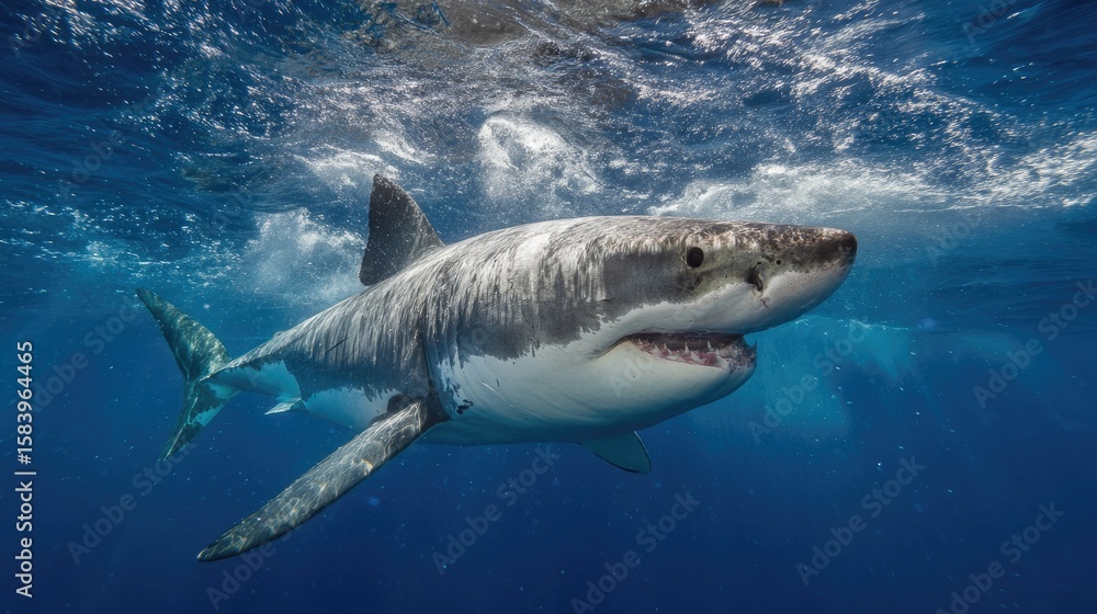 Fototapeta premium Great white shark underwater