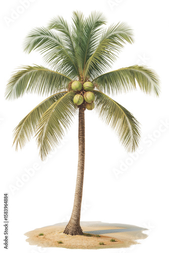 Tropical Coconut Palm Tree on Sandy Ground