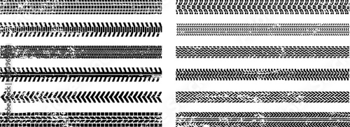 Set of Tyre Track Vector Icons | Tire Tread, Skid Mark & Racing Track Symbol Pack
