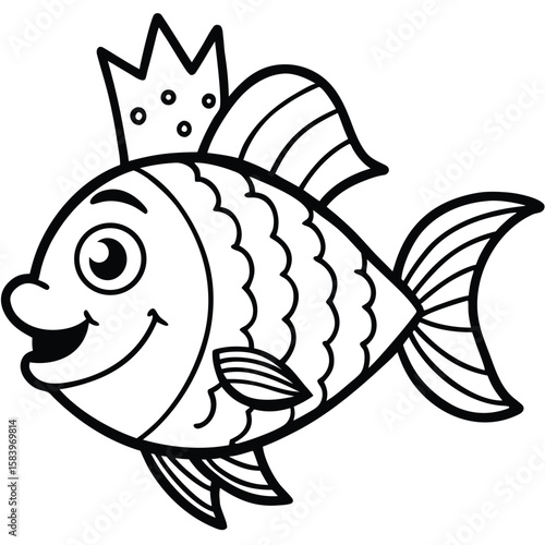 see under water fish line art coloring fish