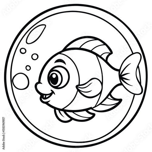 see under water fish line art coloring fish