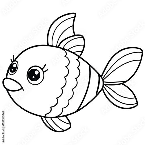 see under water fish line art coloring fish
