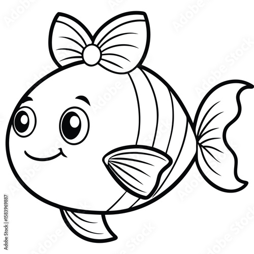 see under water fish line art coloring fish