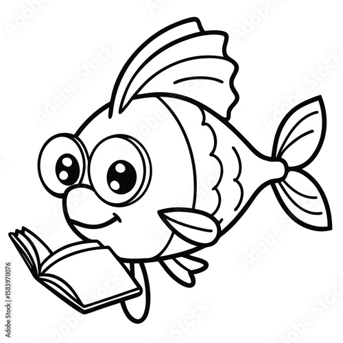 see under water fish line art coloring fish