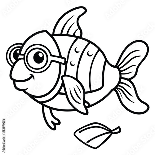 see under water fish line art coloring fish