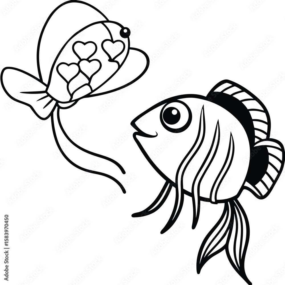 Obraz premium see under water fish line art coloring fish