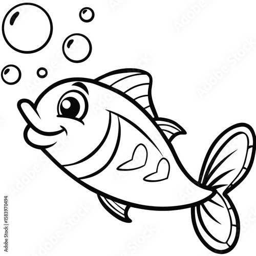 see under water fish line art coloring fish