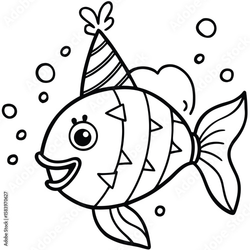 see under water fish line art coloring fish