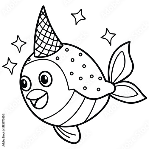see under water fish line art coloring fish