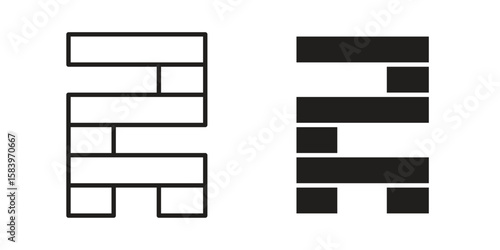 Wooden block icon set line art and glyph design. Eps10