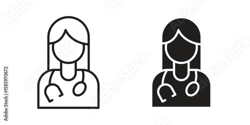 Woman Doctor icon set line art and glyph design. Eps10