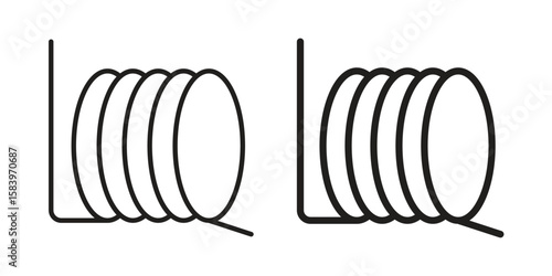 Wire coil icon set line art and glyph design. Eps10