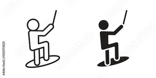 Wakeboarding icon set line art and glyph design. Eps10