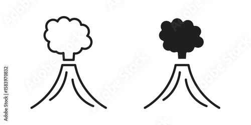 Volcano icon set line art and glyph design. Eps10