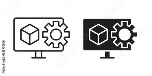 Virtual machine icon set line art and glyph design. Eps10