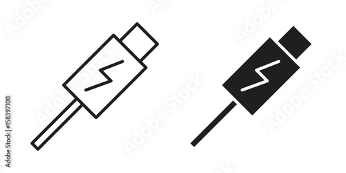 USB type c icon set line art and glyph design. Eps10