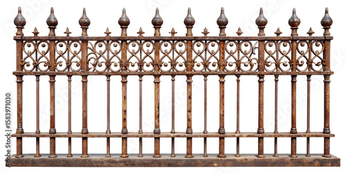 wrought iron fence isolated on white background. PNG Transparent file type with high definition quality And vibrant color grading Available.