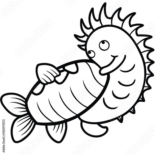 see under water fish line art coloring fish