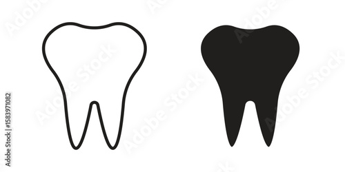 Tooth icon set line art and glyph design. Eps10