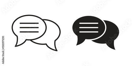 Text chat icon set line art and glyph design. Eps10