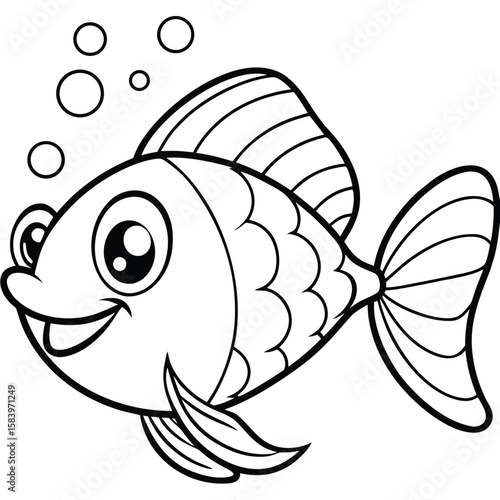 see under water fish line art coloring fish
