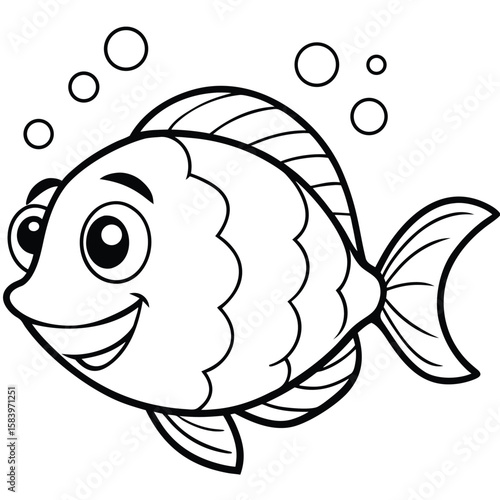 see under water fish line art coloring fish