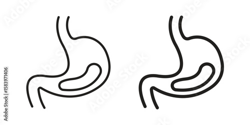 Stomach with Liquids icon set line art and glyph design. Eps10