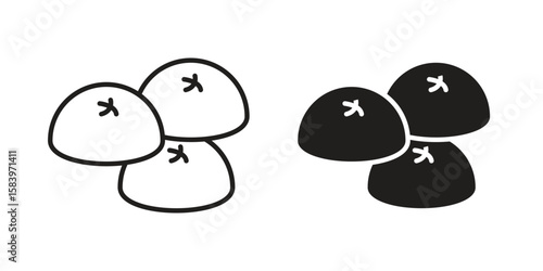 Steamed bread icon set line art and glyph design. Eps10