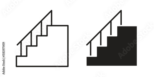 Stairs icon set line art and glyph design. Eps10