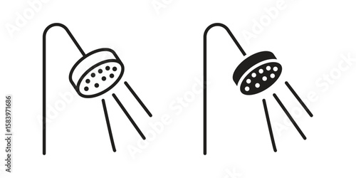 Shower Head icon set line art and glyph design. Eps10