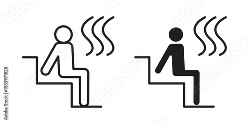 Sauna icon set line art and glyph design. Eps10
