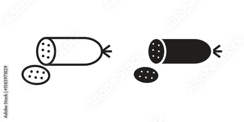 Salami icon set line art and glyph design. Eps10