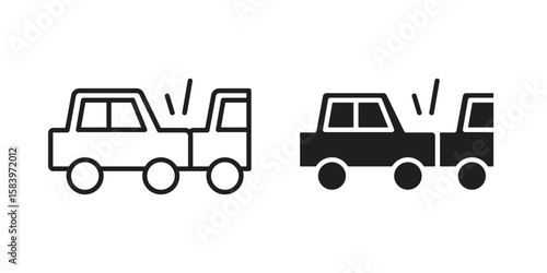 Rear end collision icon set line art and glyph design. Eps10