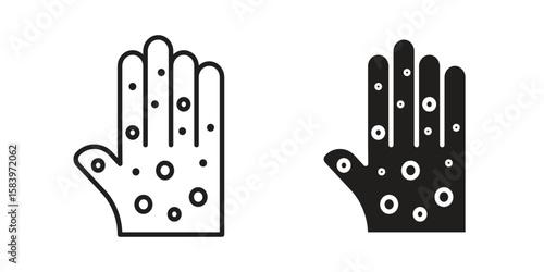 Rash hand icon set line art and glyph design. Eps10
