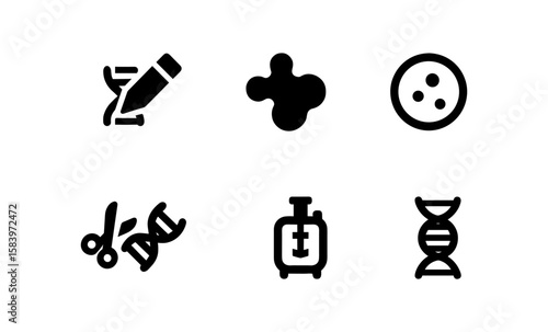 Science and design icons collection: genetics and creativity symbols
