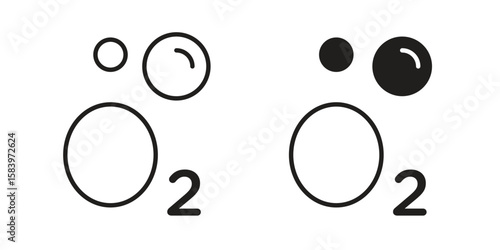 Oxygen O2 icon set line art and glyph design. Eps10