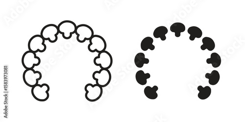 Lingual braces icon set line art and glyph design. Eps10