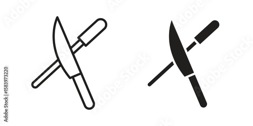 Knife sharpener icon set line art and glyph design. Eps10