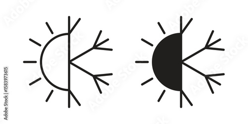 Hot and cold icon set line art and glyph design. Eps10