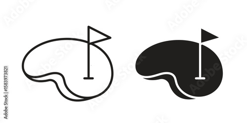 Golf yard icon set line art and glyph design. Eps10