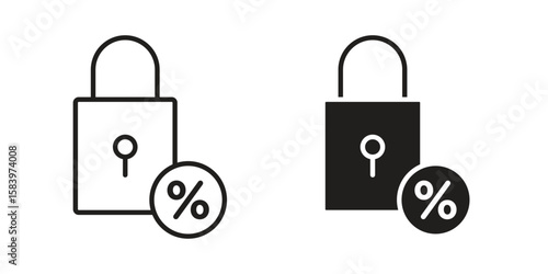 Fixed rate mortgage icon set line art and glyph design. Eps10