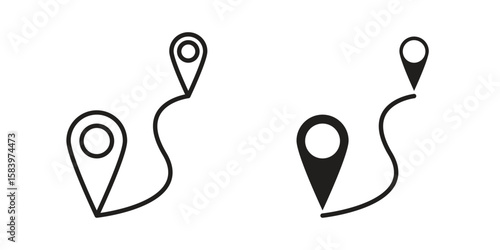 Distance icon set line art and glyph design. Eps10