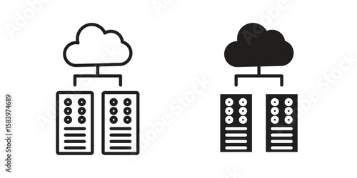 Data center icon set line art and glyph design. Eps10