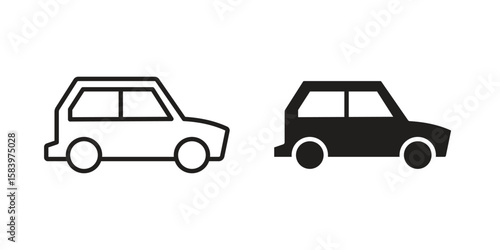 Compact car icon set line art and glyph design. Eps10