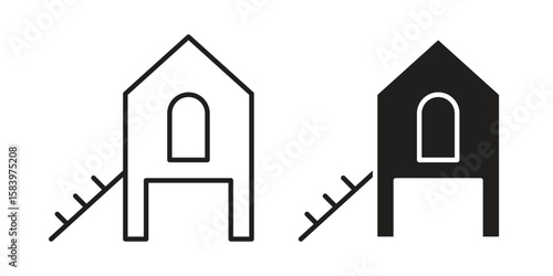 Chicken coop icon set line art and glyph design. Eps10