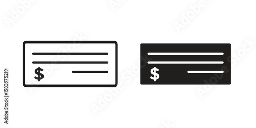 Cheque icon set line art and glyph design. Eps10